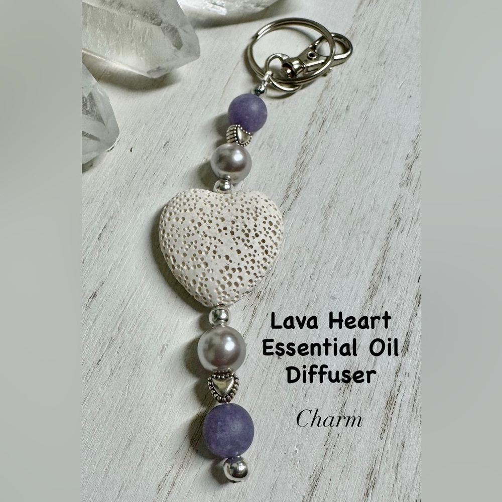 2/$40 - Lava Heart Essential Oil Diffuser Beaded Purse Charm - Handmade